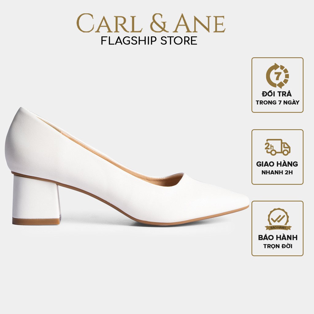 Carl & Ane - Giày cao gót thời trang nữ mũi vuông cao 5cm màu trắng _ CP004 thumbnail