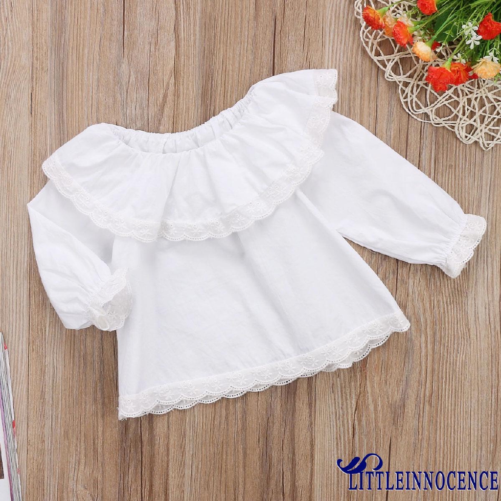 ❤XZQ-New Hot Fashion Newborn Baby Girls Princess Lace Collar Long Sleeve Top T-shirt