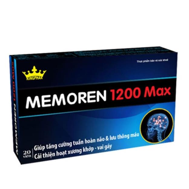 Viên bổ não Memoren 1200 Max Kingphar – Hỗ trợ hoạt huyết dưỡng não, tăng tập trung, giảm căng thẳng (Hộp 20 viên)