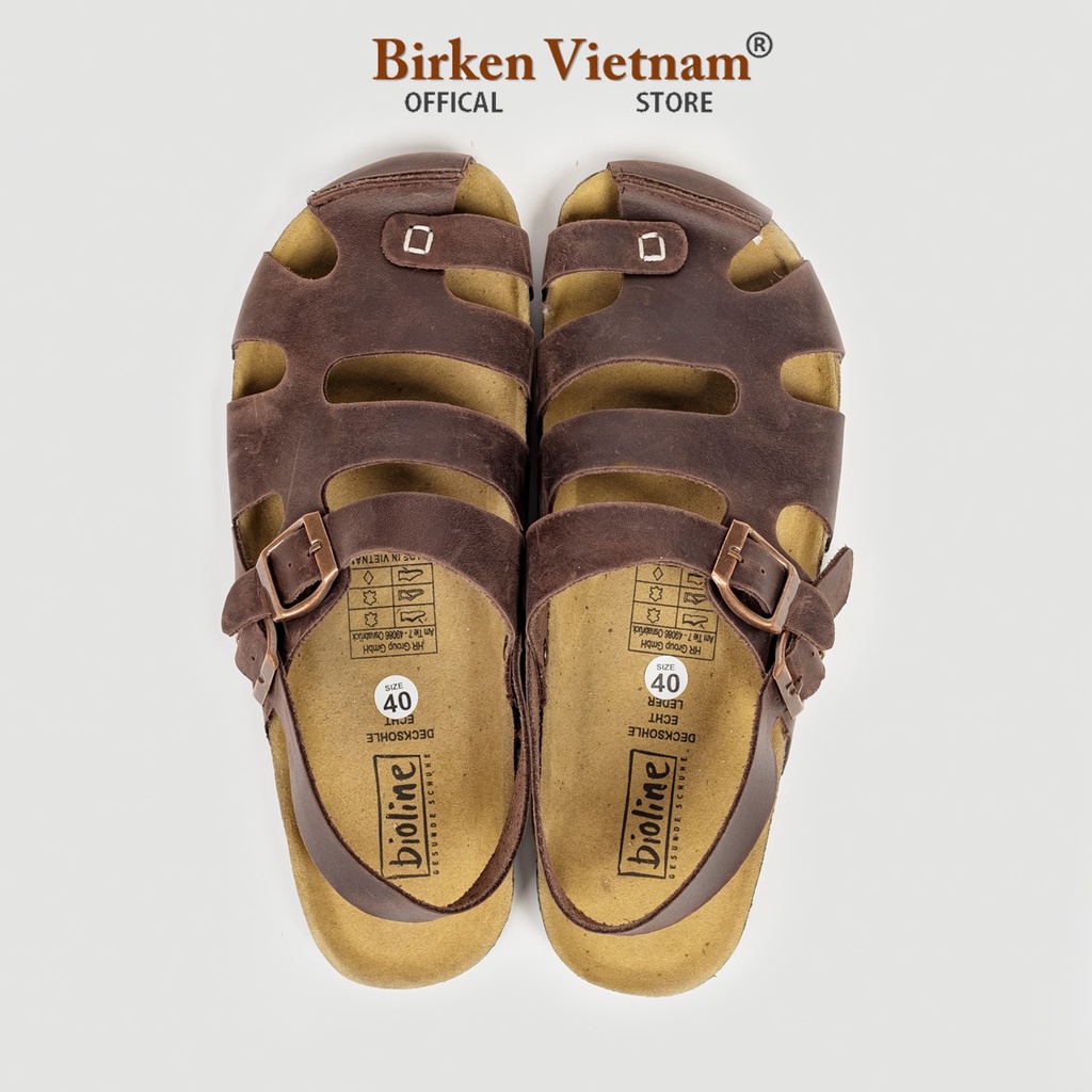 MÃ Rọ DA BÒ THẬT Có Quai Hậu Đế Trấu Unisex Birken VietNam Bioline