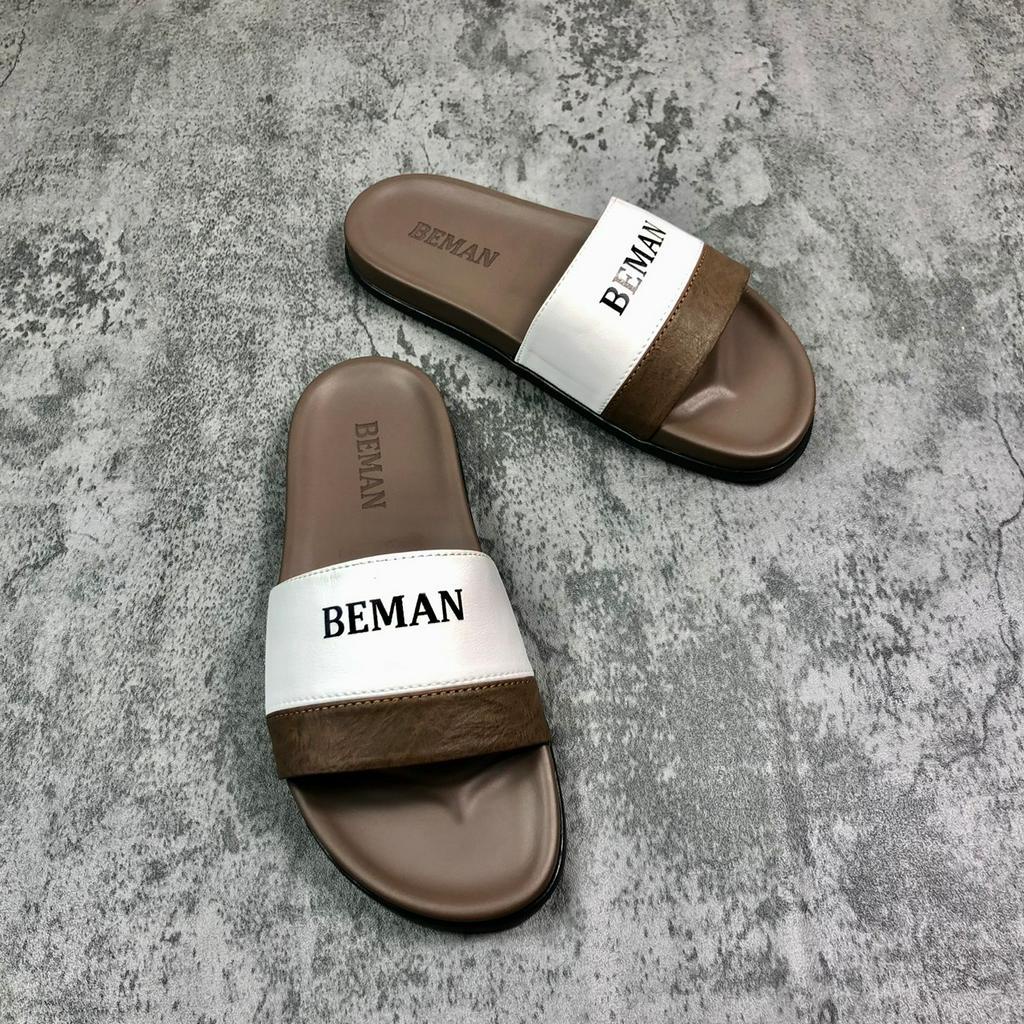 Dép nam quai ngang Beman DBM31,quai da sít phối màu cá tính,đế cao su non hai lớp nguyên khối