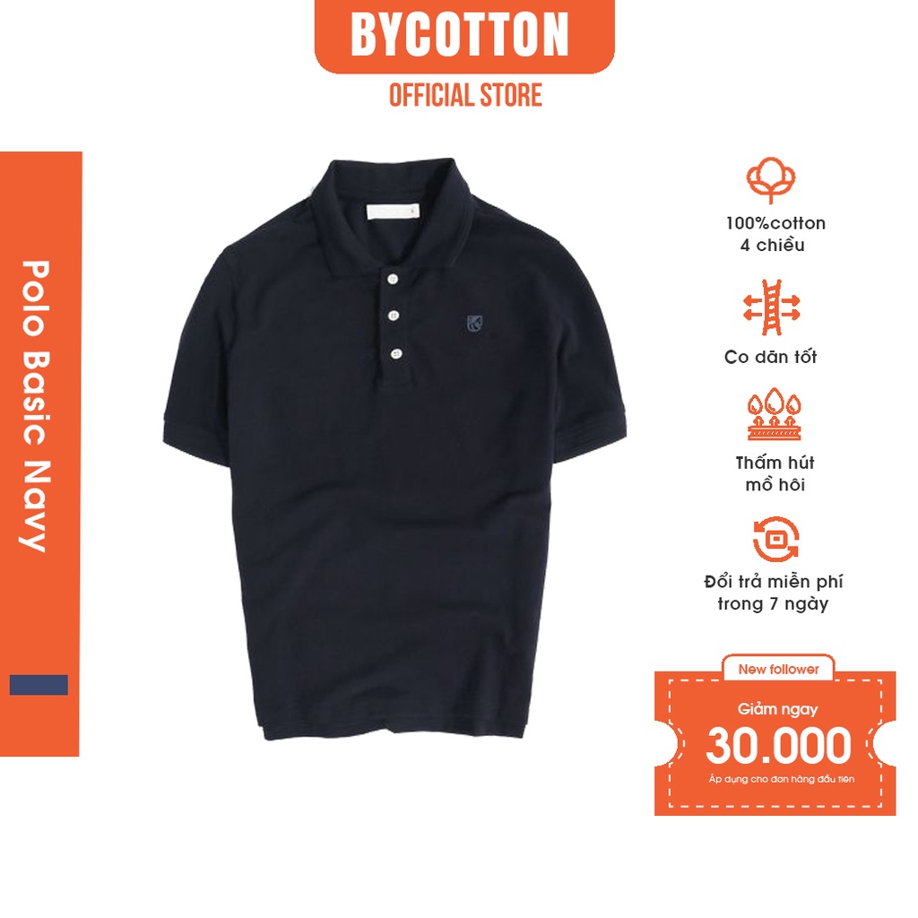 Áo Thun Polo Nam Cổ Bẻ Xanh Đen BY COTTON Navy Basic Polo