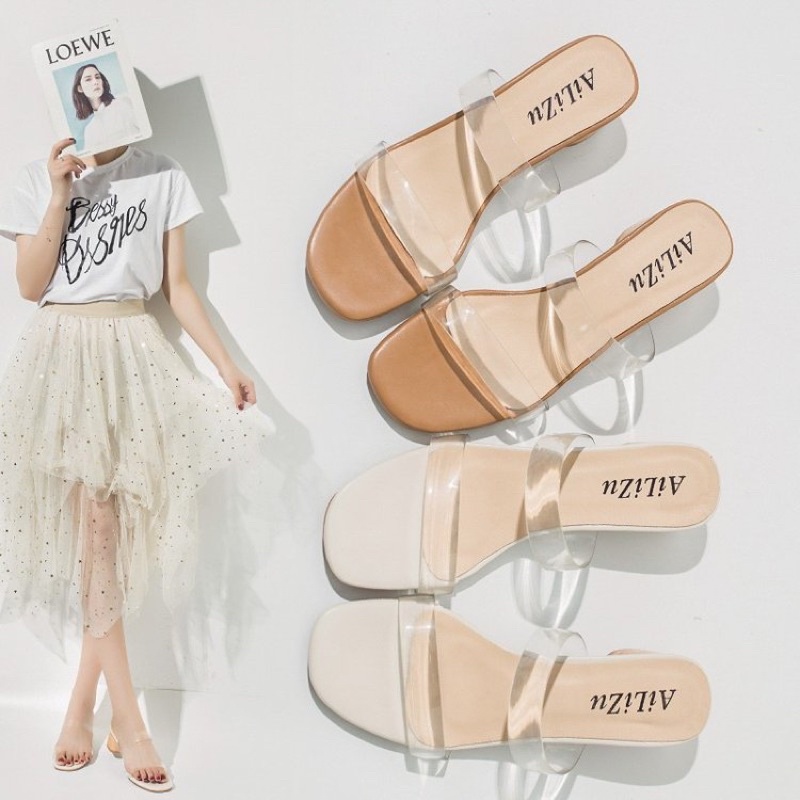 Giày cao gót nữ đế vuông, giày sandal 5 phân quai trong hottrend 2022