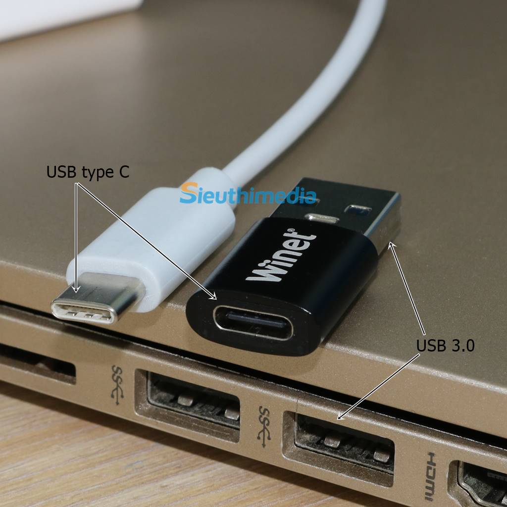 Đầu chuyển usb OTG USB thường sang usb type c, cắm thiết bị usb type c cho máy tính usb thường