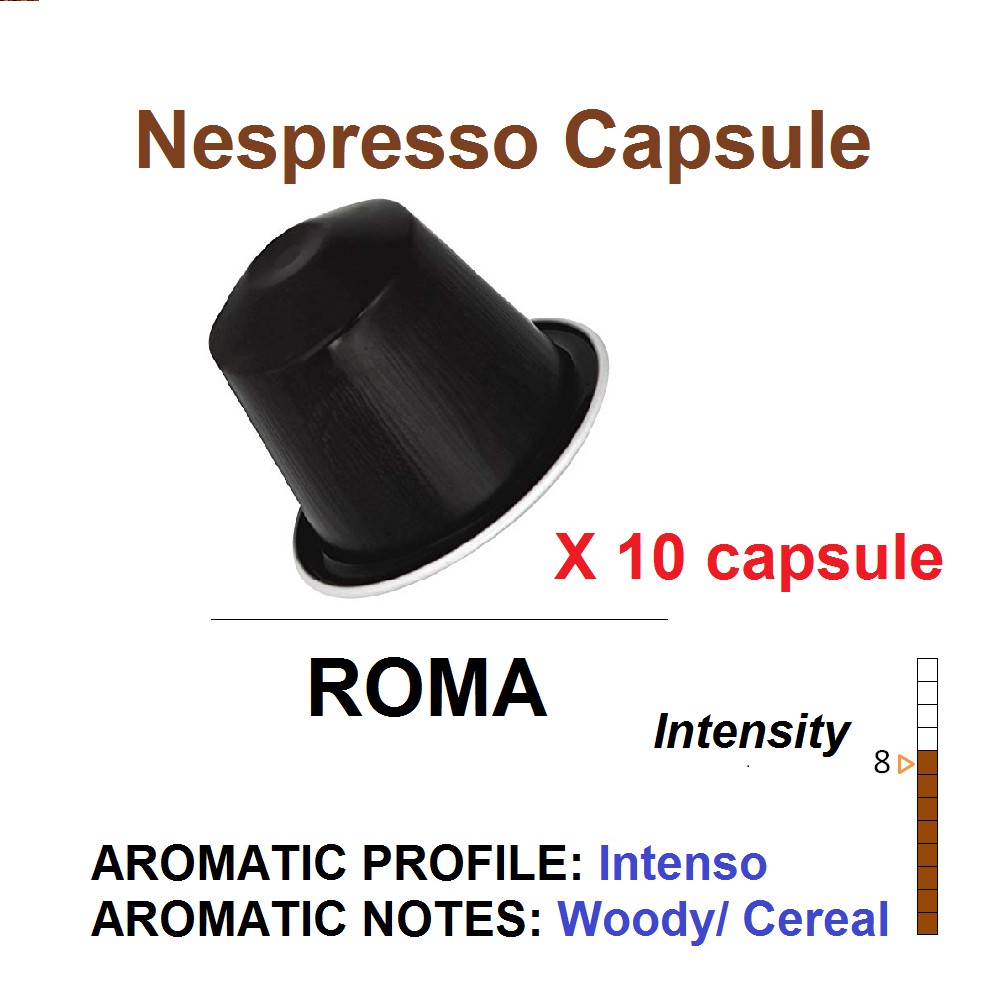 CÀ PHÊ VIÊN NÉN NESPRESSO CAPSULES -ROMA - MỨC ĐỘ ĐẬM : SỐ 8