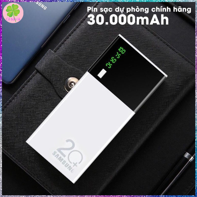 Sạc dự phòng, Pin dự phòng 20000 mAh 2 cổng USB Sạc nhanh,màu trắng nhỏ gọn tiện lợi Tích Hợp Sạc Nhanh Fast Charge