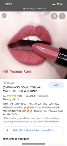 Son thỏi lì yosuaa ( gốc 210 shop bán #60k thôi)