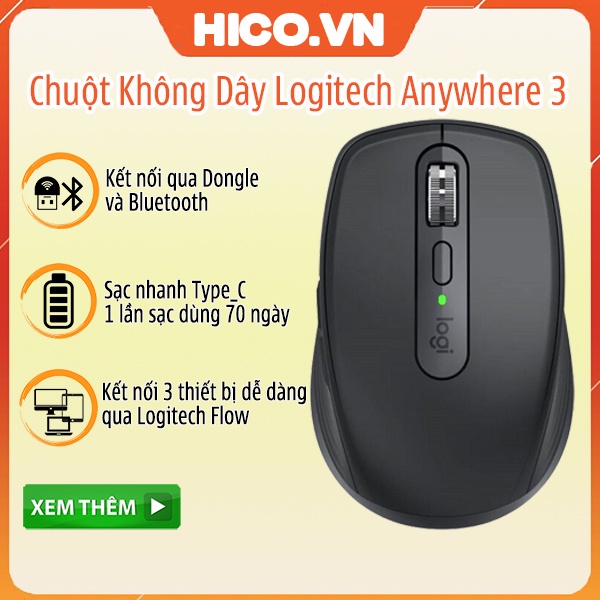 Chuột Không Dây Logitech MX Anywhere 3, MX Anywhere 3 For Mac - Hàng Chính hãng - Bảo Hành 12 Tháng