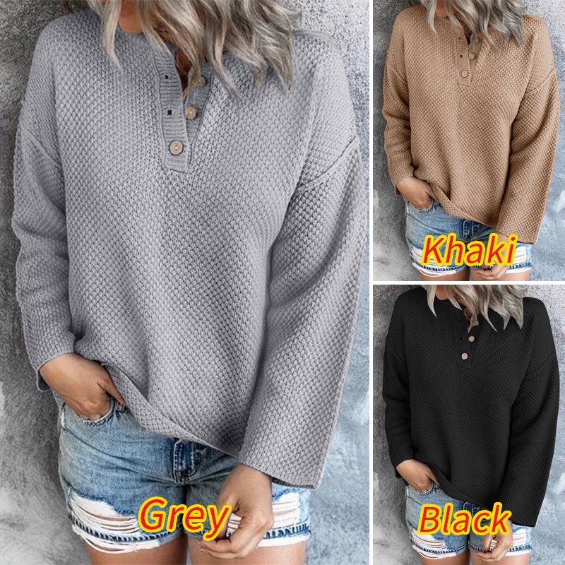 Áo ZANZEA tay dài cổ tròn màu trơn cho nữ