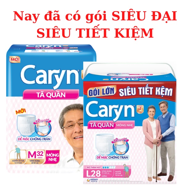 Tã quần Caryn mỏng nhẹ gói siêu đại M32/L28