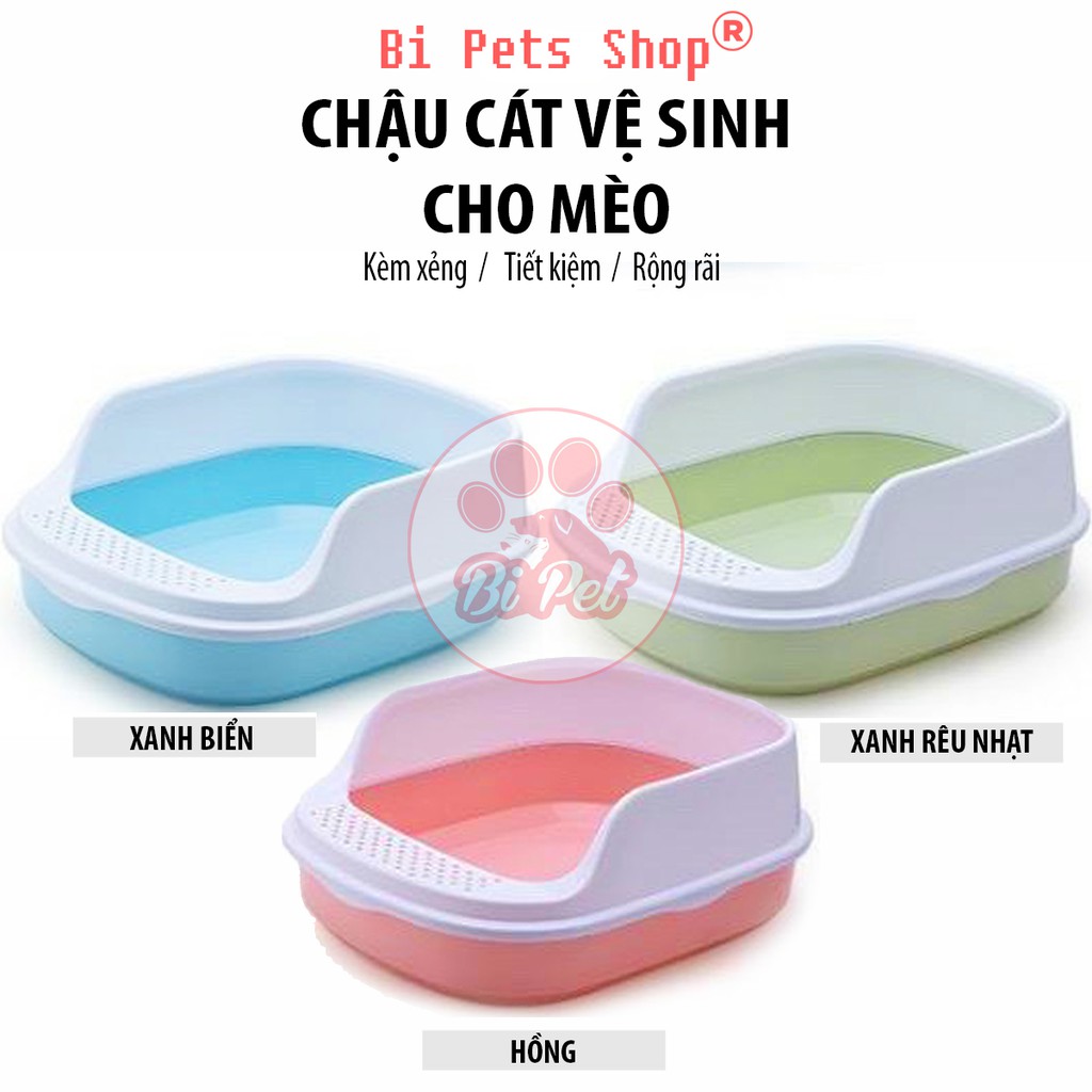 Khay vệ sinh cho mèo , chậu vệ sinh cho mèo Thành Cao - Tặng Kèm Xẻng Xúc Cát Size Lơn ]