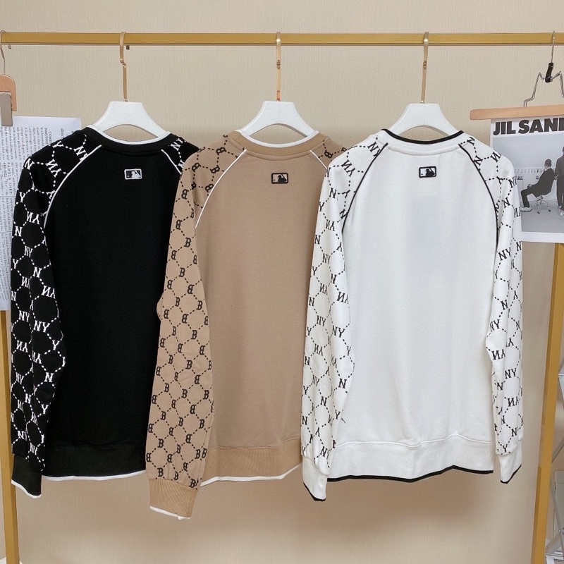 Áo nỉ sweater NY MLB raglan tay dài cổ tròn hoạ tiết | BigBuy360 - bigbuy360.vn