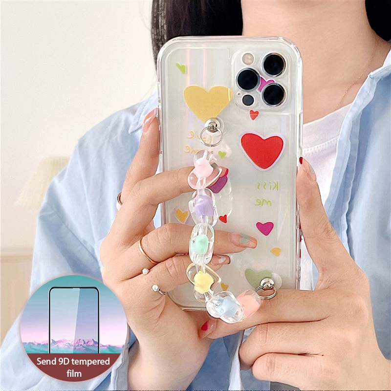 IPhone 7 8 7plus 8plus X XS XR XSMax 11 11Pro 11promax 12 12Pro 12promax Aurora Love Case + Vòng đeo tay