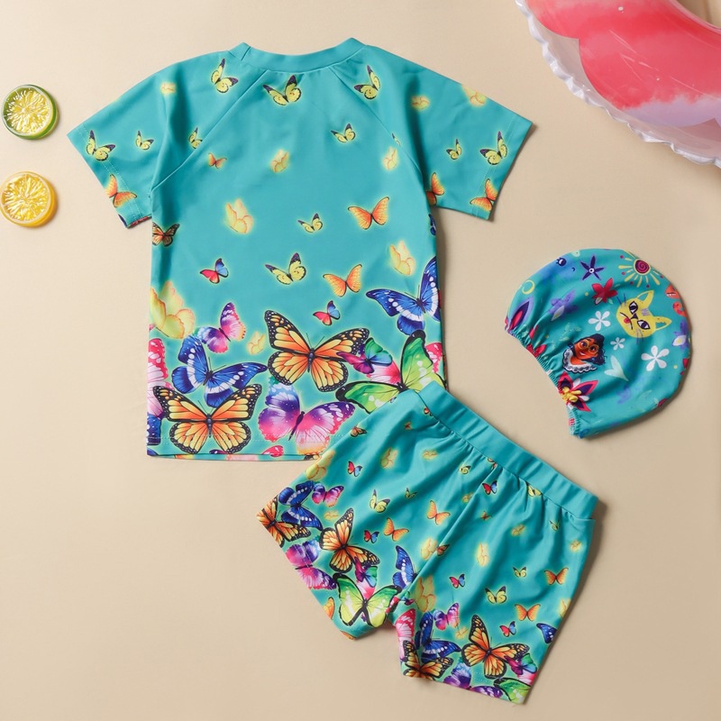 Bộ Đồ Bơi Kèm Nón Họa Tiết Hoạt Hình Anime Cho Bé Gái