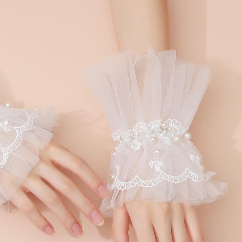Găng Tay Giả Nếp Nhăn Màu Sắc Trơn Phong Cách Cổ Điển Tiện Dụng