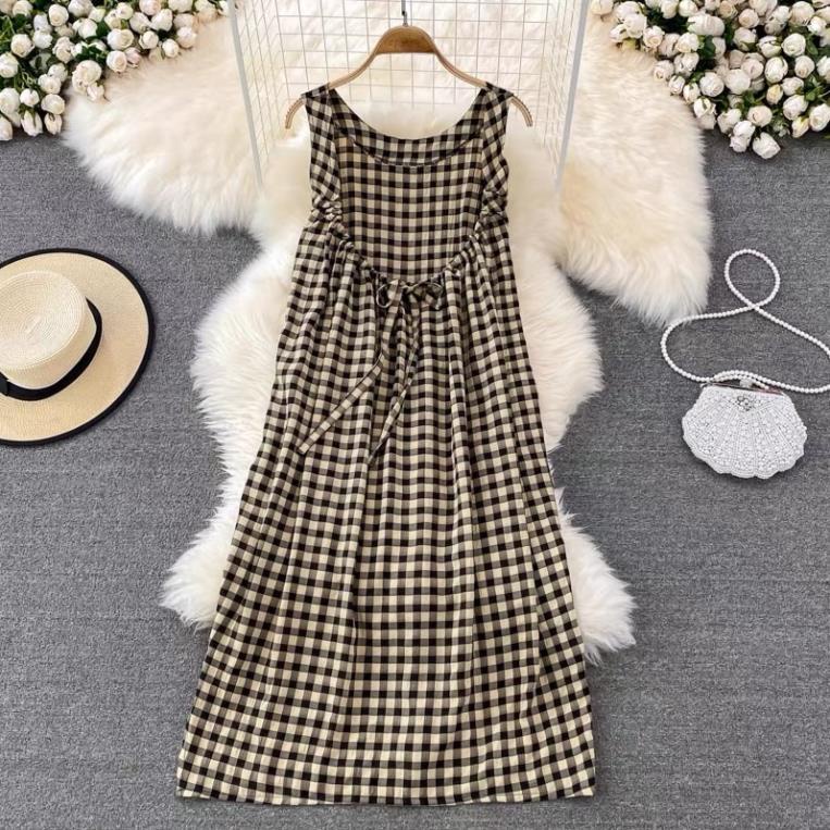Váy suông kẻ dáng dài Vintage  kẻ caro dành cho bạn gái (Mẫu hè 2022) | BigBuy360 - bigbuy360.vn