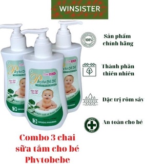 Combo 3 chai sữa tắm cho bé, sữa tắm gội em bé, sữa tắm phytobebe