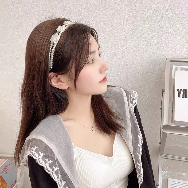 Cài tóc đính hạt hình hoa - Băng đô tóc đính hạt hình hoa