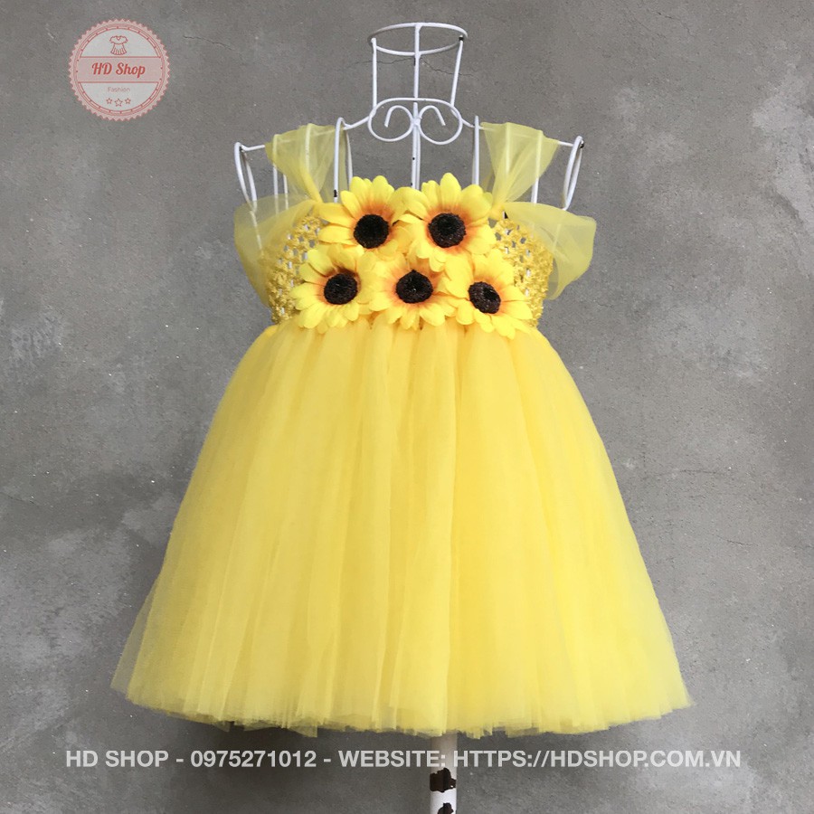 Váy tutu cho bé ❤️FREESHIP❤️ Váy tutu vàng hướng dương 5 bông