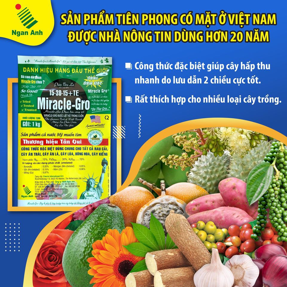 Phân Bón Lá Miracle Gro 15-30-15 (10g),Phân Bón Miracle-Gro chuyên dùng cho hoa lan,hồng,thúc ra hoa các loại cây trồng