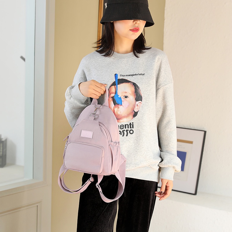 Ba Lô Vải Oxford Màu Trơn Siêu Nhẹ Chống Thấm Nước Thời Trang Phong Cách Mới Cho Nữ