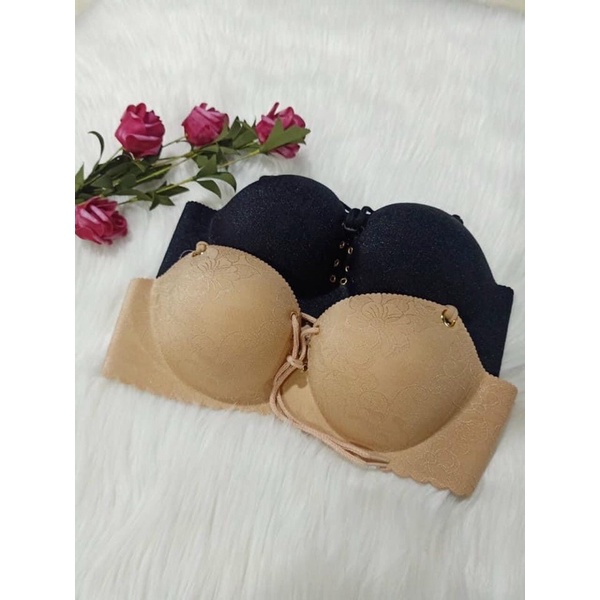 Áo lót nữ su đúc siêu nâng đẩy quả ngang dây rút, nâng ngực, vân hoa A8339