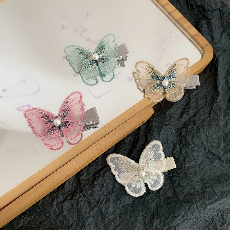 Kẹp Tóc Hình Cánh Bướm Nhiều Màu Tùy Chọn Đính Ngọc Trai Nhân Tạo Xinh Xắn Cho Phụ Nữ