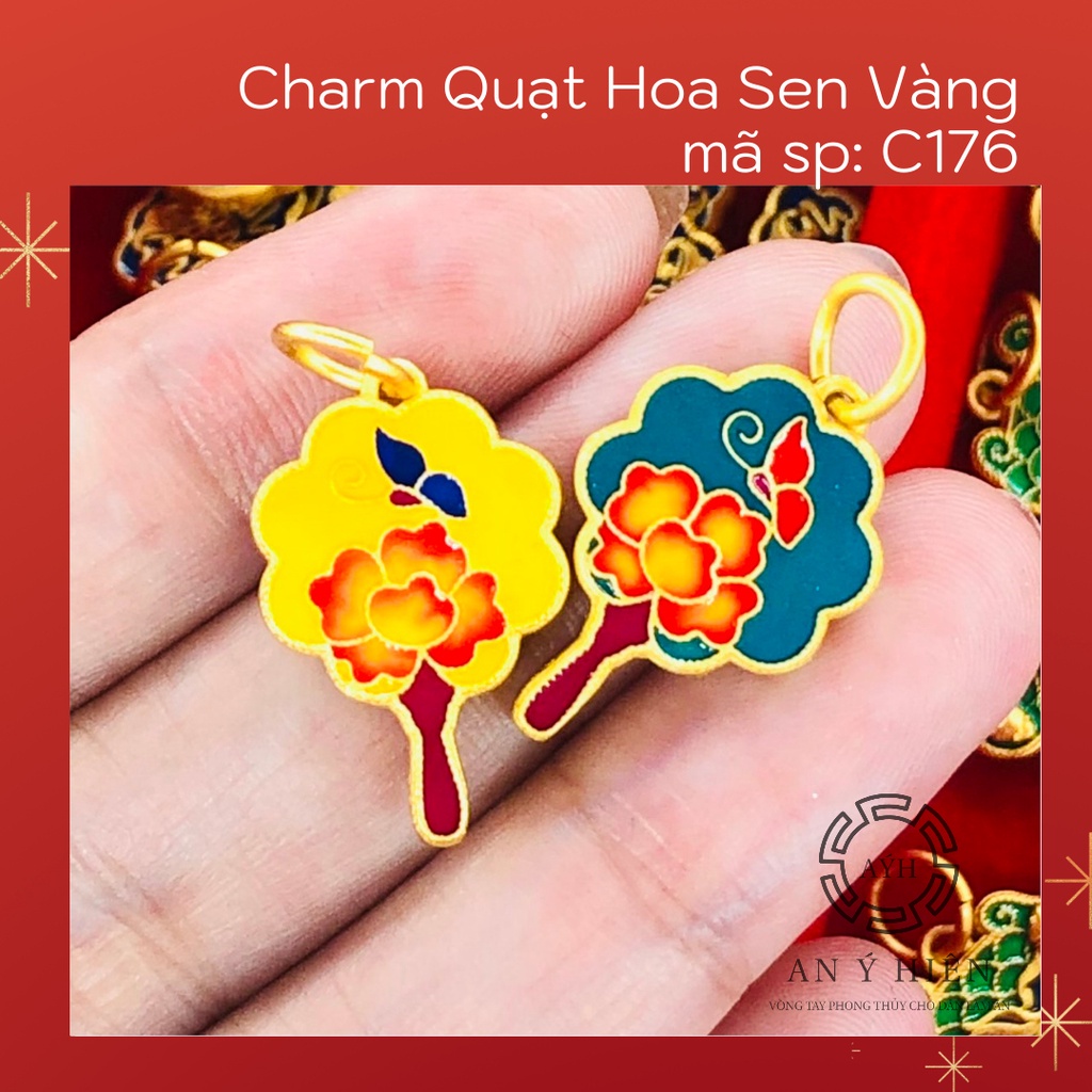 Charm Quạt hoa sen vàng #C176 (An Ý Hiên)