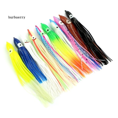 Bộ 10 Mồi Câu Cá Hình Bạch Tuộc Mềm Phát Sáng Độc Đáo