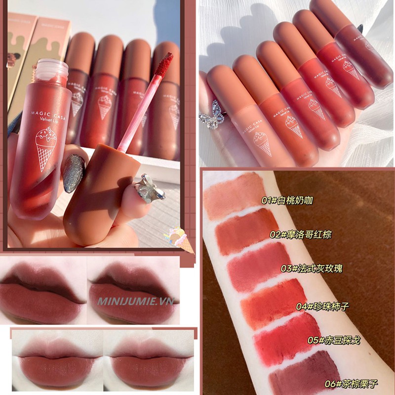 [Hàng mới về] Son kem lì MAGIC CASA Ice Cream chống nước lâu trôi