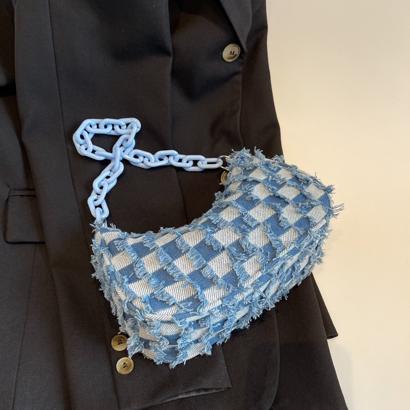 Túi Xách Đeo Vai Denim Thiết Kế Dây Bản Rộng Thời Trang Cho Nữ