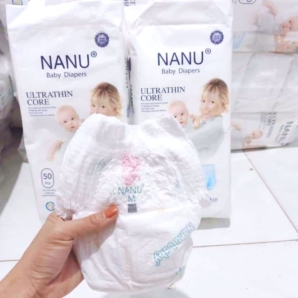 Bỉm quần Nanu baby ultrathin xuất Nhật size S/M/L/XL/XXL/XXXL, tã dán Nanu siêu mỏng mềm mịn cho bé bịch 50 miếng
