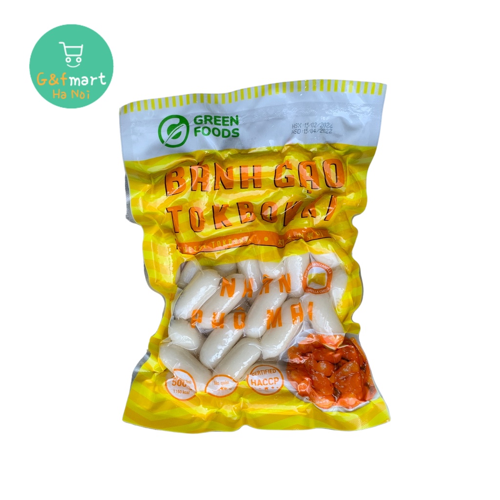 (CHỈ GIAO NỘI THÀNH HÀ NỘI) Bánh Gạo Hàn Quốc Tokbokki Nhân Phô Mai Green Foods 500g