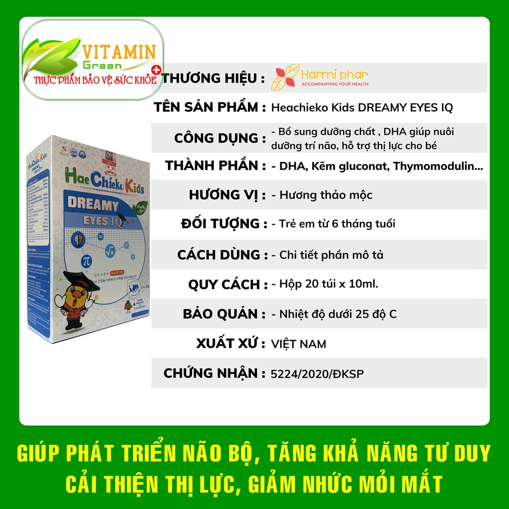 Heachieko Kids DREAMY EYES IQ GIÚP BỔ MẮT, SÁNG MẮT, PHÁT TRIỂN NÃO BỘ, TĂNG KHẢ NĂNG TƯ DUY