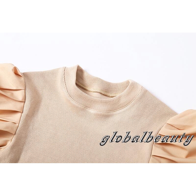 ☛✈ღFashion Womens Puff Sleeve Jumper Ladies Casual High Round Tops T-Shirt Blouse | BigBuy360 - bigbuy360.vn