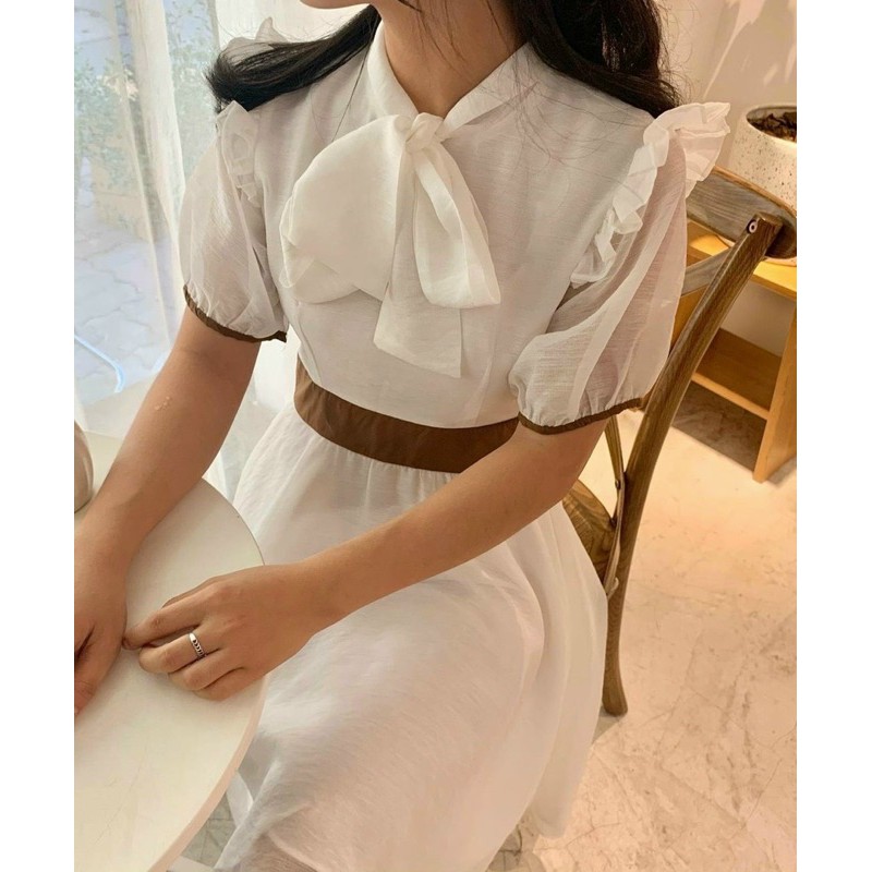 ĐẦM TRẮNG XOÈ EO NÂU