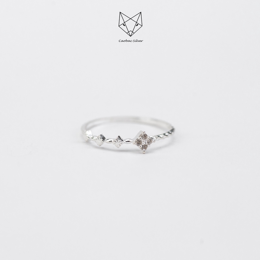 Nhẫn Bạc Ta S925 Cao Cấp CaoBac Silver Hoạ Tiết Kim Cương Nhân Tạo Mini Phong Cách Cá Tính Dành Tặng Riêng Cho Bạn Gái
