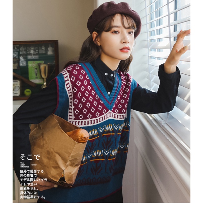 Áo khoác nữ không tay có nón phong cách retro Nhật Bản mới