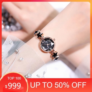 Đồng Hồ Nữ Kimio 6328 Hàng Chính Hãng Dây Kim Loại Nhỏ Xinh Lắc Sao - Màu Đen