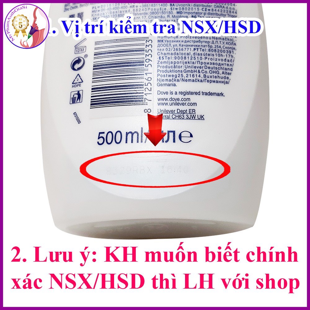 Sữa tắm dưỡng da Dove 500ml hàng Châu Âu