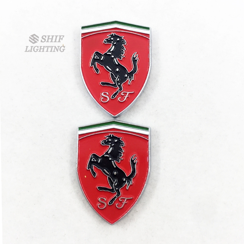 Bộ 2 sticker dán trang trí bằng kim loại hình ngựa cho Ferrari