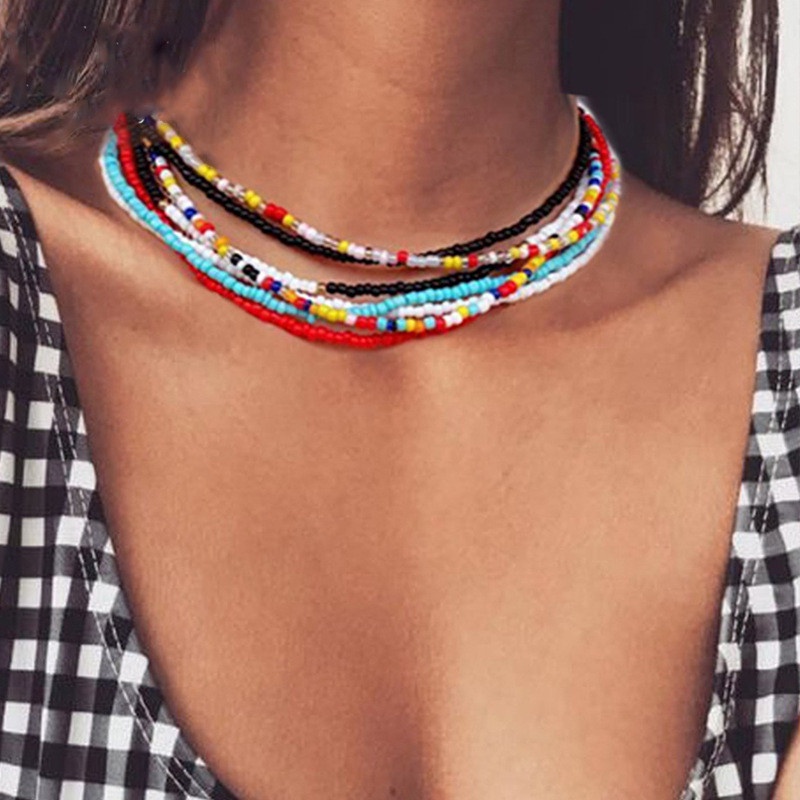 Vòng cổ Chuỗi Hạt Nhiều Màu Phong Cách Boho