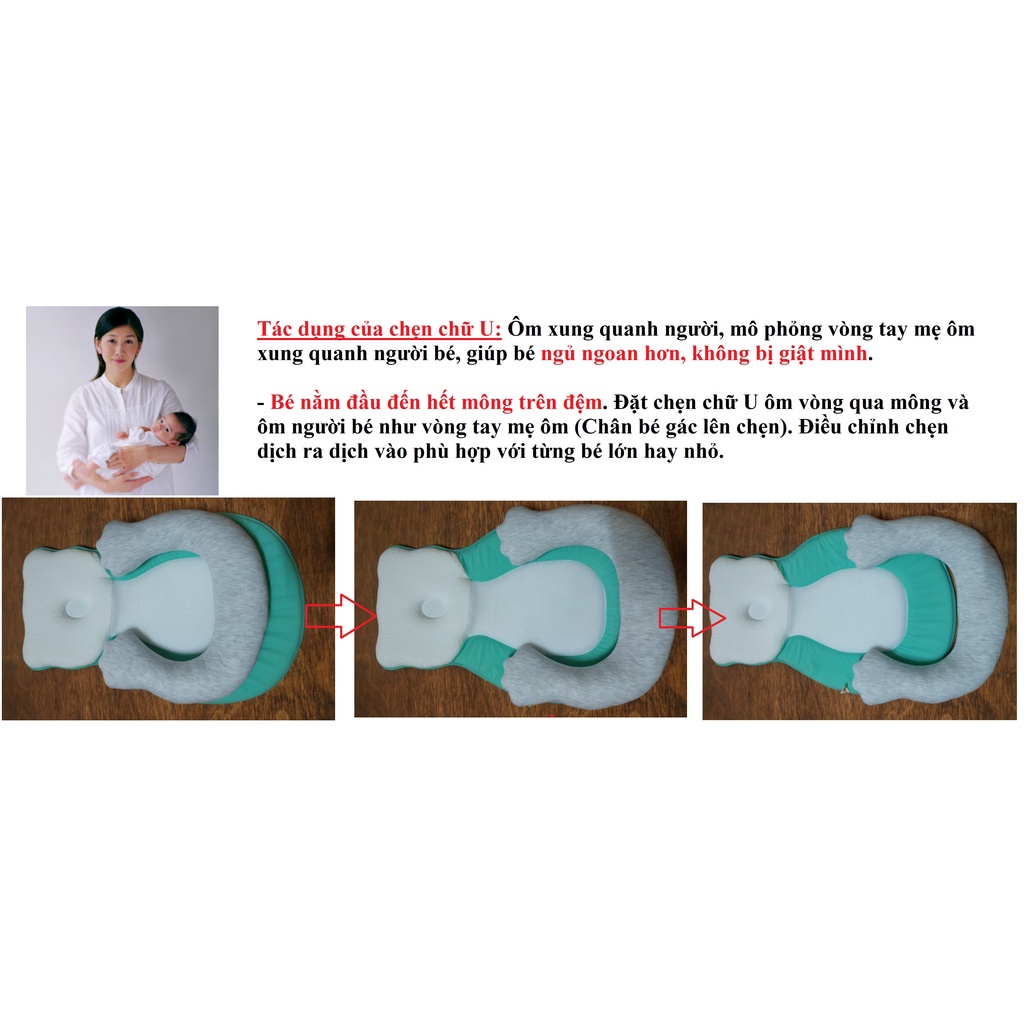 Đệm ngủ đúng tư thế Babylux  - Có gối chống bẹp đầu cao su non