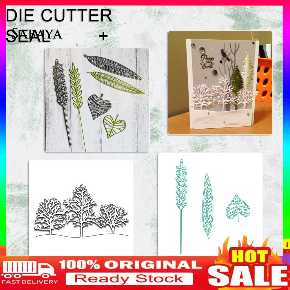 Khuôn Cắt Giấy Làm Từ Kim Loại Hình Cây Lá Trang Trí Scrapbook