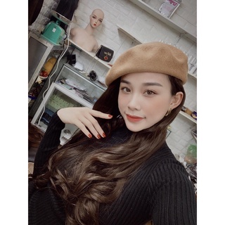 Bộ tóc giả xoăn dài kèm nón thời trang nữ tính. Mũ tóc giả xoăn sóng lơi