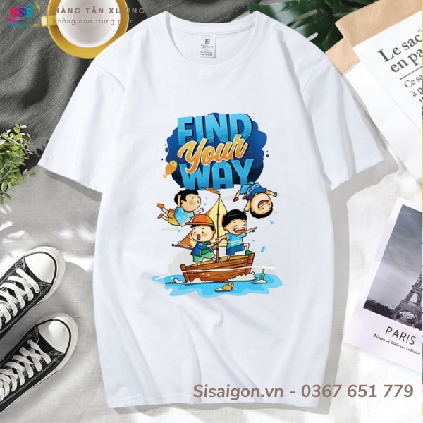 Áo thun gia đình, Đồng phục gia đình 3/4/5 người Áo thun cotton mát mịn, dày dặn - in Find You Way