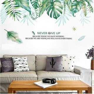 decal dán tường tán lá xanh