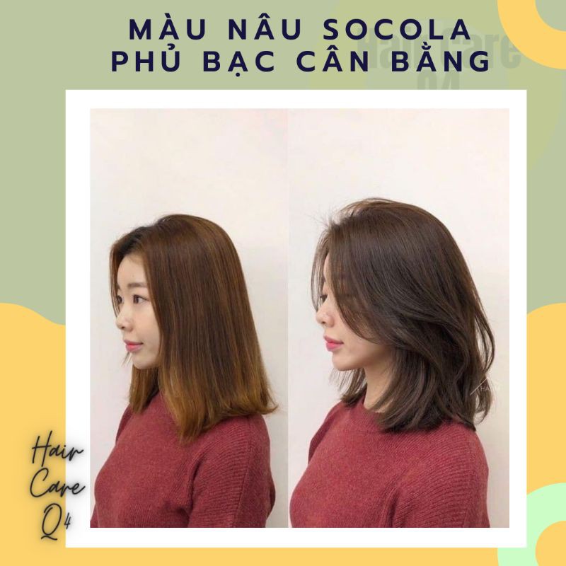 Thuốc Nhuộm tóc màu nâu socola, nhuộm phủ bạc không cần tẩy, nhuộm chấm chân - Hair Care Q4