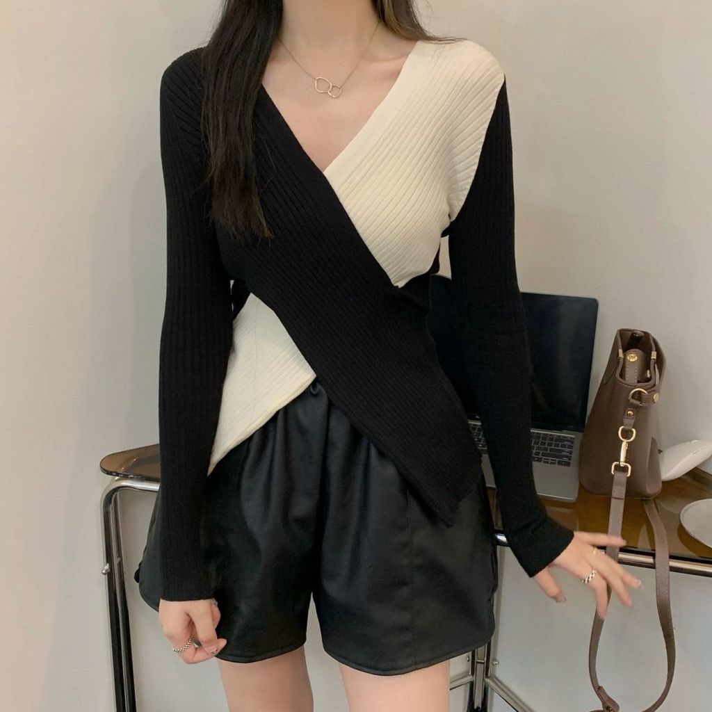 Áo Len Thu Đông Thiết Kế Bất Đối Xứng Thiết Kế Mới Cho Nữ