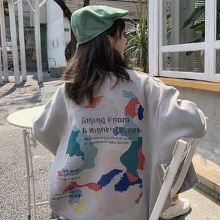 Áo sweater Hàn Quốc dáng rộng cổ tròn in hình ngộ nghĩnh